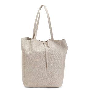 ISADORA Latte Made In Italy Leather Embossed Tote